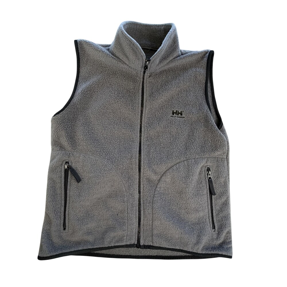 Helly Hansen Vest Mens Medium Gray Soft Fleece Full Zip Pockets Warm Outdoor